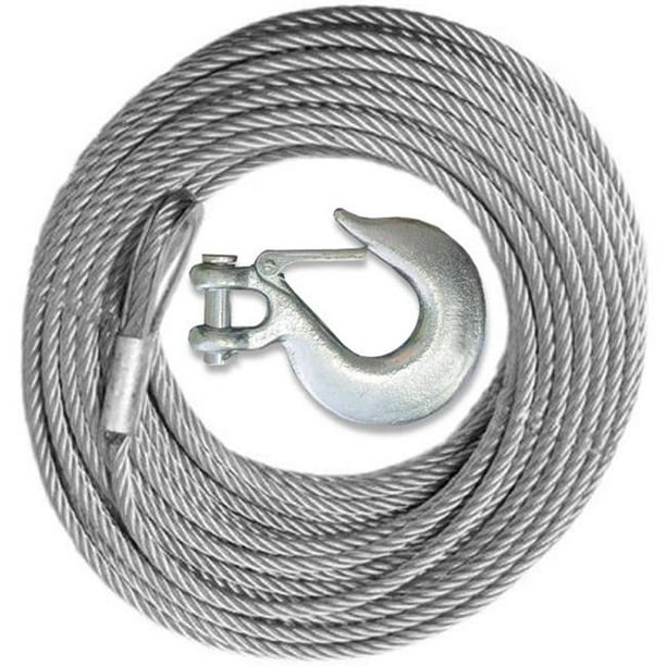Winch Cable with Mega Winch Hook - GALVANIZED - 1/4 X 50 (7 000 lb