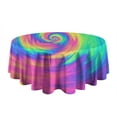 thumbnail image 5 of Rainbow Tie Dye Spiral Pattern Round Tablecloth 60"x60",Wrinkle Wipeable Table Cloth for Kitchen Dining Room Picnic Patio Party, 5 of 6