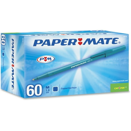 Code Blue Scrape Mate - Paper Mate Stick Ballpoint Pen Medium Blue 60 Count