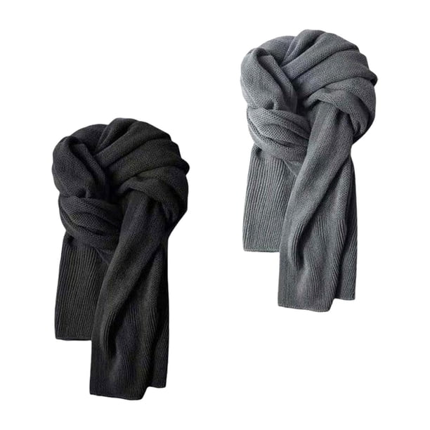2 uds bufandas largas de moda adultos Unisex cómodos deportes al aire libre viajes Camping senderismo otoño cálido bufanda chales negro gris oscuro