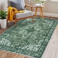 thumbnail image 3 of Siiloom 3x5 Green Washable Rug for Living Room, Soft Medallion Printed Rug with Non-Slip, Low-Pile Vintage Boho Area Rugs for Entryway Nursery Bedroom Dining Table, Dorm Carpet with Non-Shedding, 3 of 8