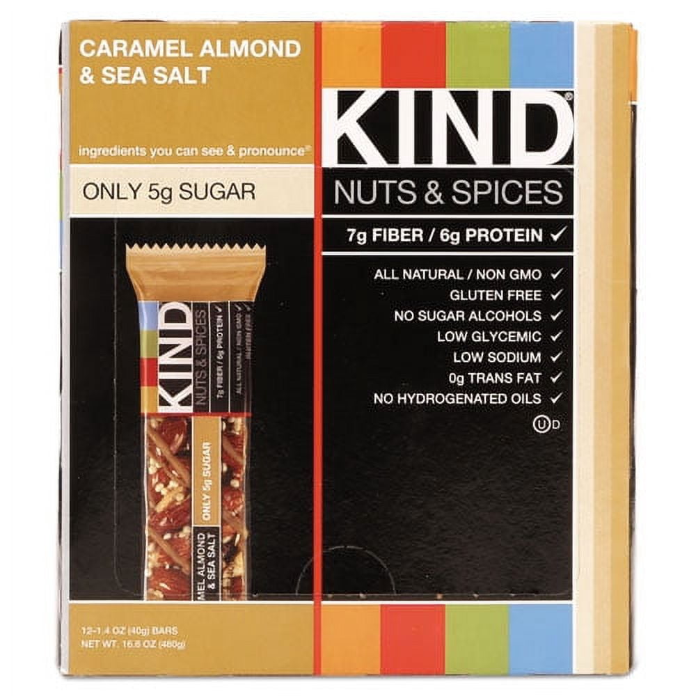 Nuts And Spices Bar, Caramel Almond And Sea Salt, 1.4 Oz Bar, 12/box | Bundle of 10 Boxes