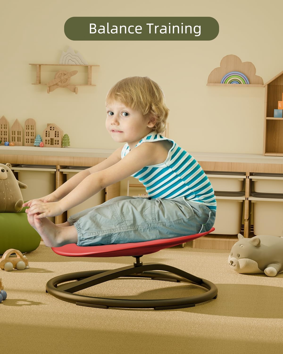 MoveCatcher Children’s Sensory Swivel Chair - Round, Red - Sensory Play & Body Coordination
