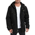thumbnail image 2 of Manxivoo Winter Jackets for Men, Men's Winter Jacket Lined Thick Jackets Removable Hood Work Coat with Cargo Pockets Mens Jacket Black L, 2 of 9