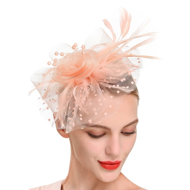 Qarigey Tocado de boda con flores para el pelo, mano de obra fina, estilo Retro Vintage, ahorro de espacio, colgante de cabeza con Clip de Ropa, zapatos y accesorios Miscelánea Naranja