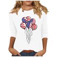 thumbnail image 2 of 4th of July Shirts Womens Red White and Blue Blouses Memorial Day T Shirt for Women 4th of July Top Womens 4th of July Tee Fashionable Women's Pullover Printed Casual Round Neck 3/4 Sleeve Top, 2 of 4