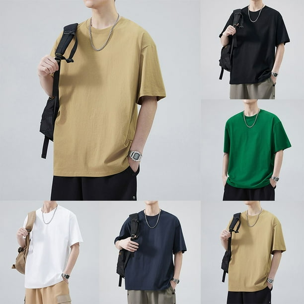 MYG Hommes Coton Manches Courtes T shirt Sous Chemise Chemisier Activewear Pull Top Walmart