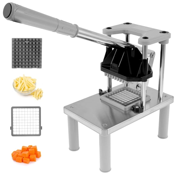 Austok Commercial Vegetable Chopper Stainless Steel French Fry Cutter with 2 Replacement Blades Heavy Vertical Potato Dicer Chopper Dicer for Potato Onion Carrot