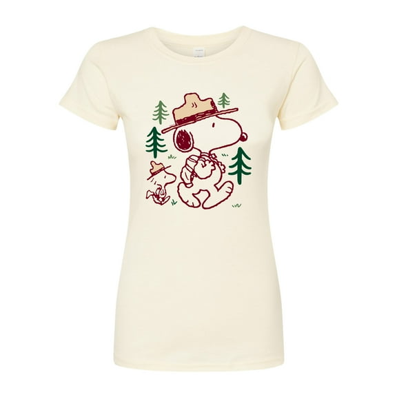 Peanuts - Snoopy Woodstock Hiking - Juniors Fitted Graphic T-Shirt