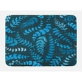 thumbnail image 1 of Indigo Bath Mat, Dark Green Backdrop Floral Swirl Leaves Branches Details Image, Non-Slip Plush Mat Bathroom Kitchen Laundry Room Decor, 29.5 X 17.5 Inches, Turquoise Pale Blue and White, Ambesonne, 1 of 2