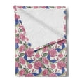 thumbnail image 2 of Garden Art Soft Flannel Fleece Blanket, Illustration of Flowers in Victorian Style Exotic Butterflies and Pink Blossoms, Cozy Plush for Indoor and Outdoor Use, 60" x 80", Multicolor, by Ambesonne, 2 of 5