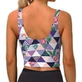 thumbnail image 3 of Lsque Plaid Flamingo Printed Women'S Sports Bra, Compression, Moisture Wicking, High-Impact Sports Bra For Women,Supportive sports bra-Large, 3 of 9