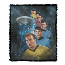 Star Trek Blanket, 50"x60" Among The Stars Woven Tapestry Cotton Blend Fringed Throw