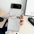 thumbnail image 1 of ELEHOLD for Samsung Galaxy Z Flip 3 Case, Plating Frame Hard PC Case with Ring Holder Stand, Stylish Fashion Design Slim Fit Shockproof Bumper Phone Cover for Women Girls - Silver, 1 of 10