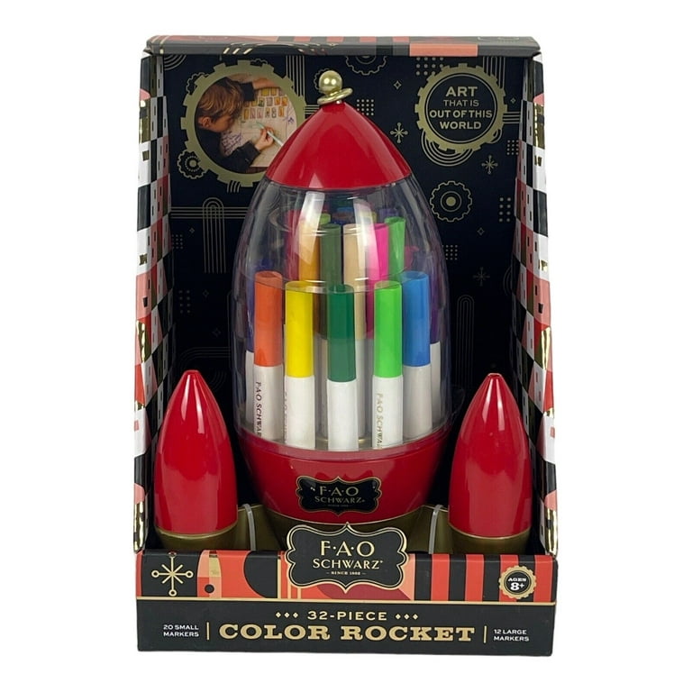 FAO Schwarz 32 Piece Color Markers Rocket Kids Art Studio Port