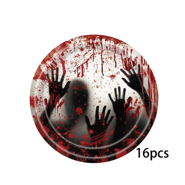 Xihbxyly Iniciar sesión en mi cuenta Juego de vajilla para fiesta de Halloween, mantel desechable para fiesta de miedo, fiesta temática de Halloween