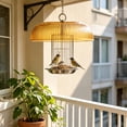 thumbnail image 4 of huayou Orange Vertical Strip Bird Feeder Rain Cover, Wide Dome Wind Shield, Decoration, for Outdoor Hanging Bird Feeder, 9.84x4.72 inch, 4 of 6