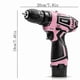 thumbnail image 3 of 12V Pink Cordless Drill Driver Set, Electric Drill, Various Speed, Li-Ion Battery Powered, 25+1 Torque Setting, 3/8 Keyless Chuck, Electric Drill For, 3 of 5