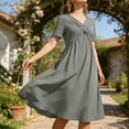 thumbnail image 2 of Uobin Women Casual Solid Short Sleeve Long Maxi Dress Lightweight Breathable Fashion Loose Dress with Pockets, 2 of 5