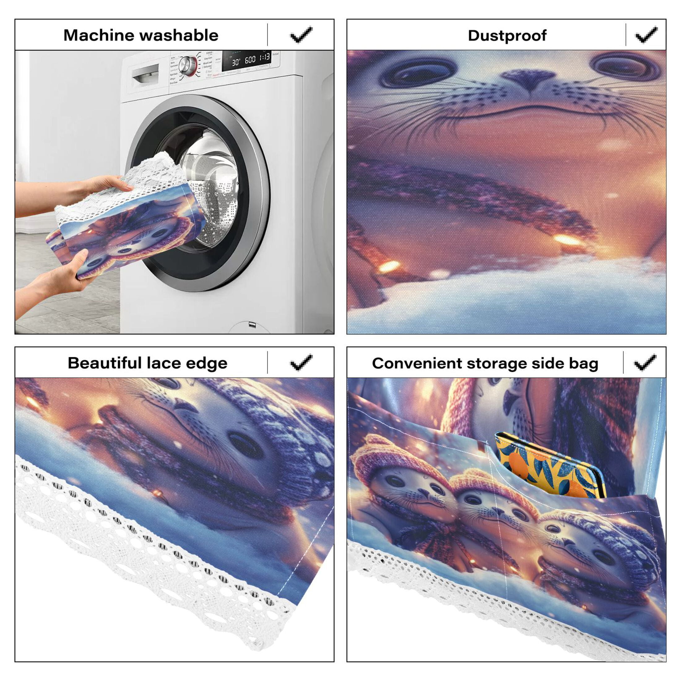 WOBOGO Winter Baby Seal Washing Machine Cloth Dryer Refrigerator Top Cover Protective Non-Slip Mat For Kitchen Laundry