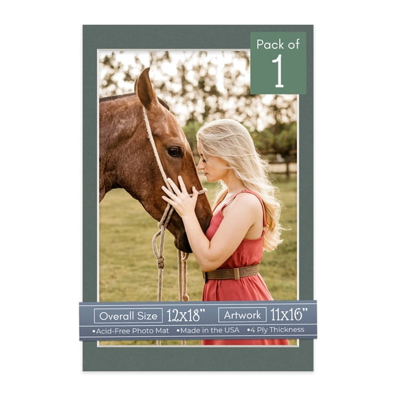 Granite Gray Picture Frame Mat for 12x18 Frames - Fits 11x16 Photos - 1 Mat