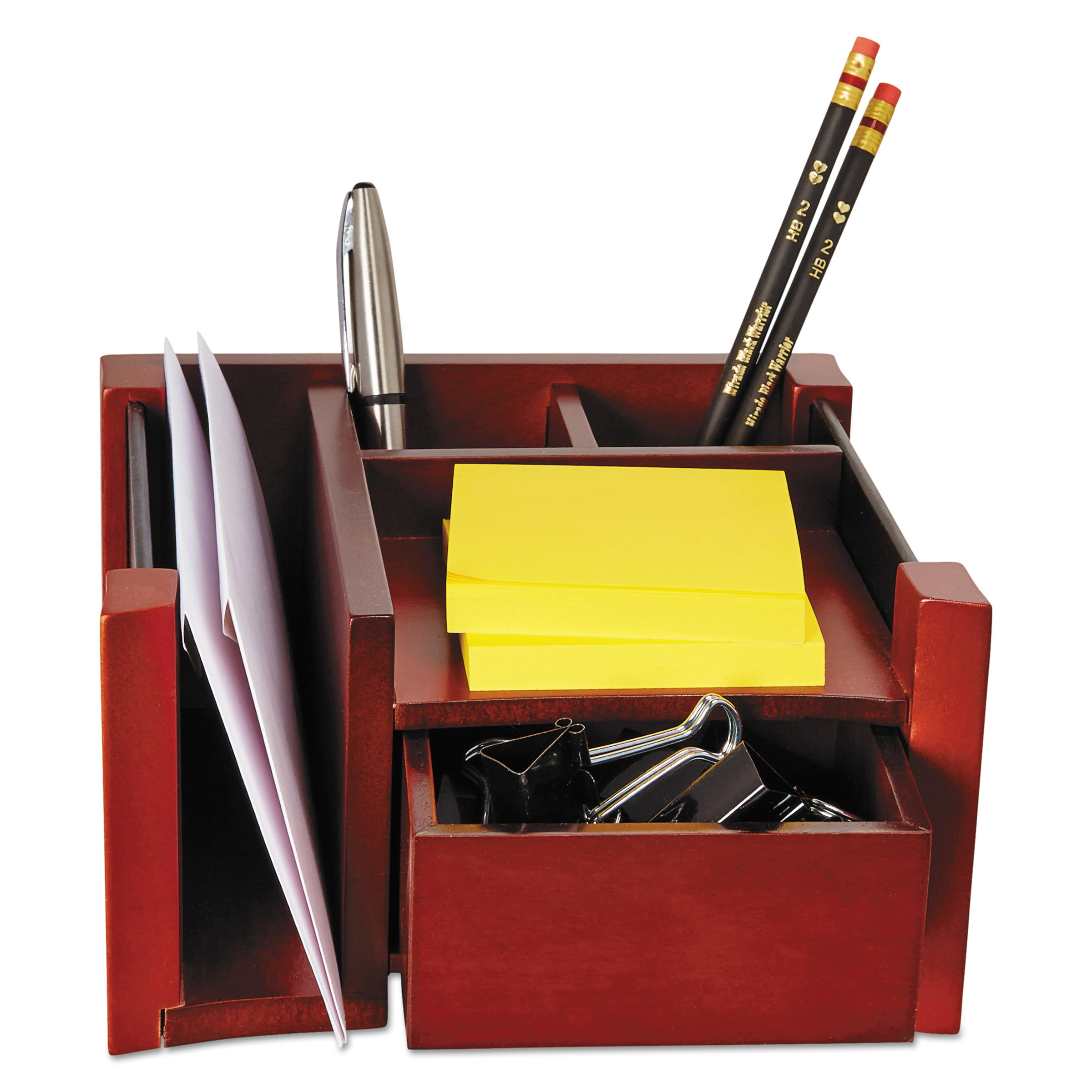 Mahogany and Black 81767 Rolodex Wood and Faux Leather Desk Director 
