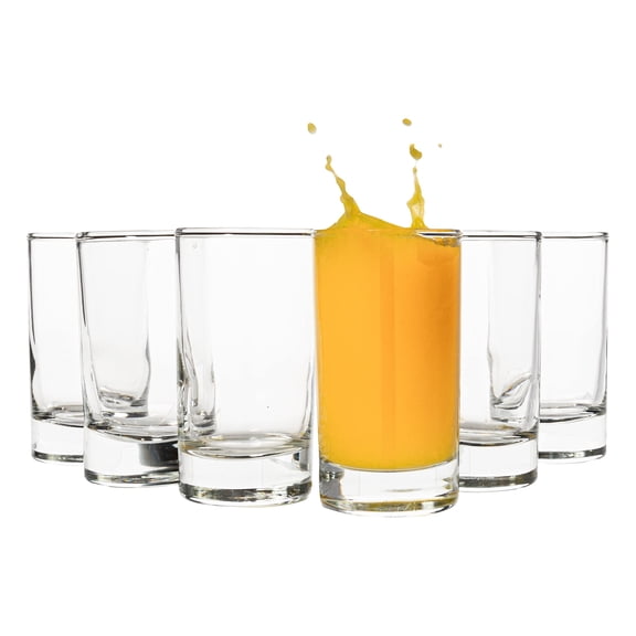 Vikko Mini Juice Glasses, 4.75 Ounce SMALL Glass Cups, Thick and Durable Juice Glass, Heavy Base Juice Cups, Kids Drinking Glasses for Juice and Milk, Small Drinking Glasses Set of 6-2.1x3.9”