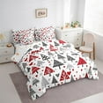thumbnail image 3 of Manfei Kids Happy Christmas Bedding Comforter Set 7 Pieces, Red Xmas Tree Full Bedding Set, Cartoon Snowflake Print Reversible Fitted Sheet Flat Sheet, Breathable Home Decor, 3 of 7