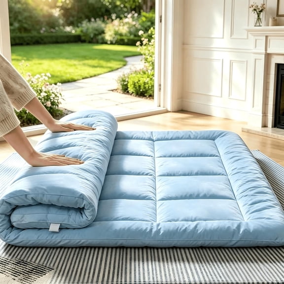 Thin mattress topper, soft and lightweight thin mattress for summer