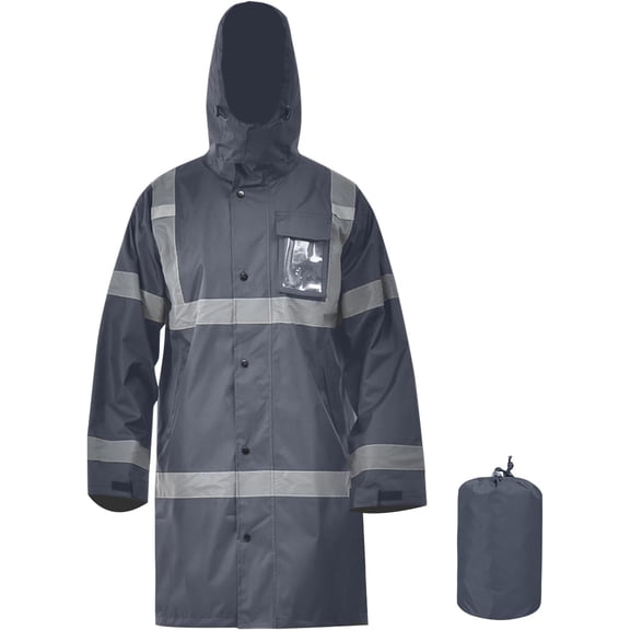 VERTEX&KAIBIN High Vis Rain Jacket Trench Coat &Safety Rain Jacket RIVER OTTER Rain Bibs ANSI Class 3