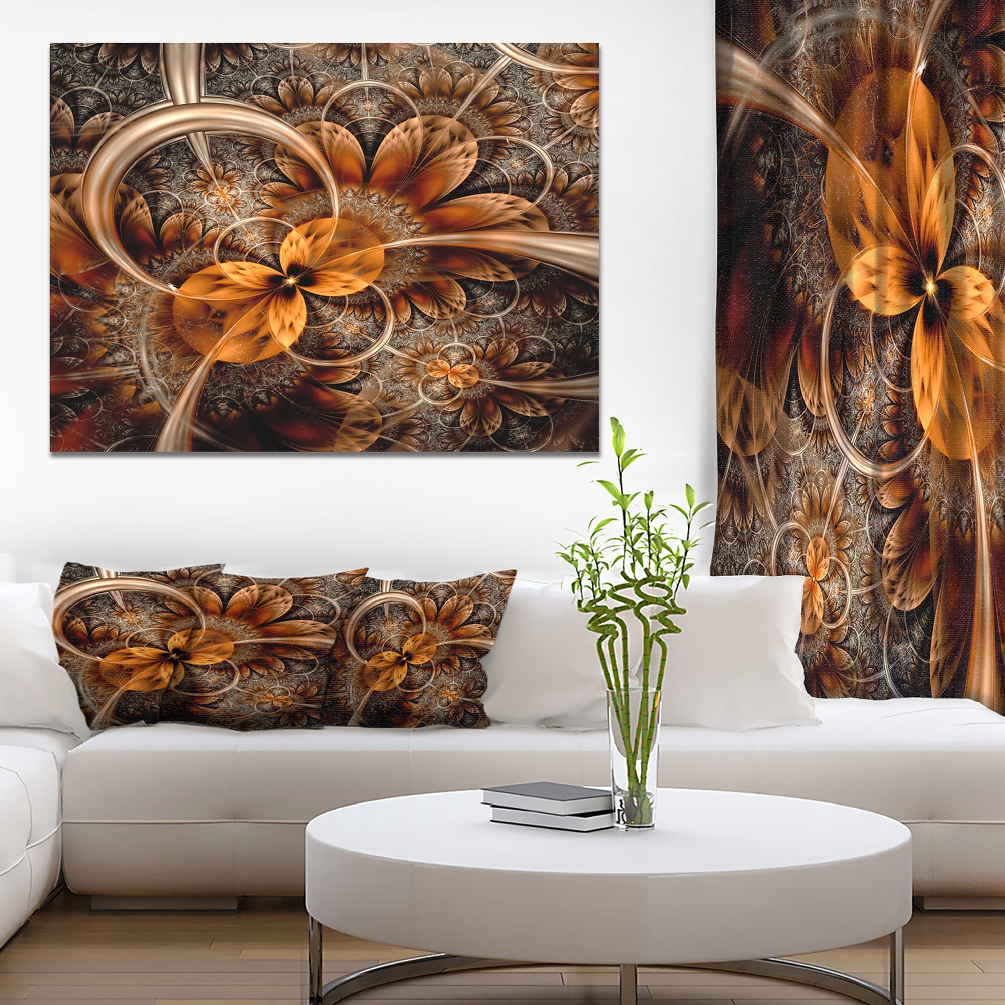 Designart 'Dark Orange Fractal Flower ' Abstract Canvas Art Print