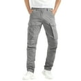 thumbnail image 5 of Men's Stretch Cargo Pants - Slim Fit 6-Pocket Hiking Work Casual Trousers,Gray,3X-Large, 5 of 6