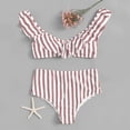 thumbnail image 1 of WREESH Bikini Rehausseur Rayé Taille Haute pour Femmes Ensemble Deux Pièces, 1 of 4