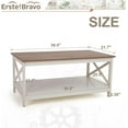 thumbnail image 2 of Farmhouse Coffee Table with Storage, Square Modern Center Table with Shelf for Living Room, Rustic Wood Look Cocktail Table, Easy Assembly, Ivory+Oak, 2 of 7