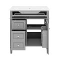 thumbnail image 7 of 30" Modern Solid Wood Bathroom Vanity with Ceramic Sink, 2 Soft-Close Drawers & Tip-Out Tray, Freestanding Grey Cabinet for Contemporary Bathrooms, 7 of 7