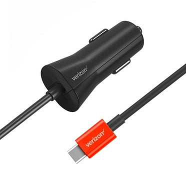 Verizon 30W Fast Charge USB-C Car Charger with Coiled Cable for Android Phones - Samsung Galaxy S24 S23 Ultra / Galaxy Z Fold 5 / Galaxy Z Flip5 / Note10 / Google Pixel 8