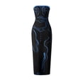 thumbnail image 6 of Women Summer Tube Dress, Abstract Print Strapless Off-Shoulder Sleeveless One-Piece with Slit Hem, 6 of 9