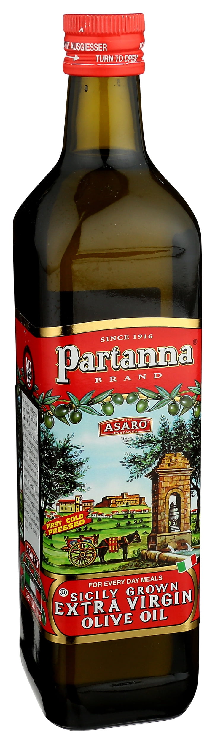 Pack of 4, Partanna Sicily Grown Extra Virgin Olive Oil, 750 ml