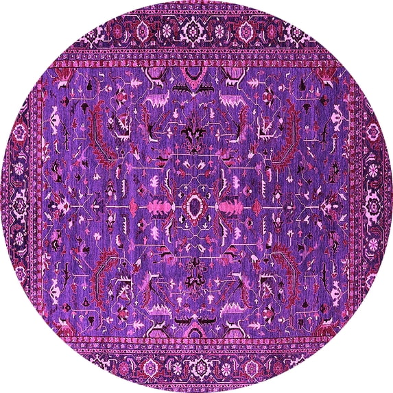Ahgly Company Indoor Round Oriental Pink Traditional Area Rugs, 3' Round