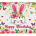 thumbnail image 4 of Adorable Bunny Themed Happy Birthday Banner with Floral Butterfly Decors Party Backdrop Photography Props Birthday Party Decorations Background, 4 of 8