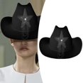 thumbnail image 2 of yuksok Cowboy Hat Casual Party Hat Cosplay Sun Hat for Women Girls Engagement Party Black, 2 of 8