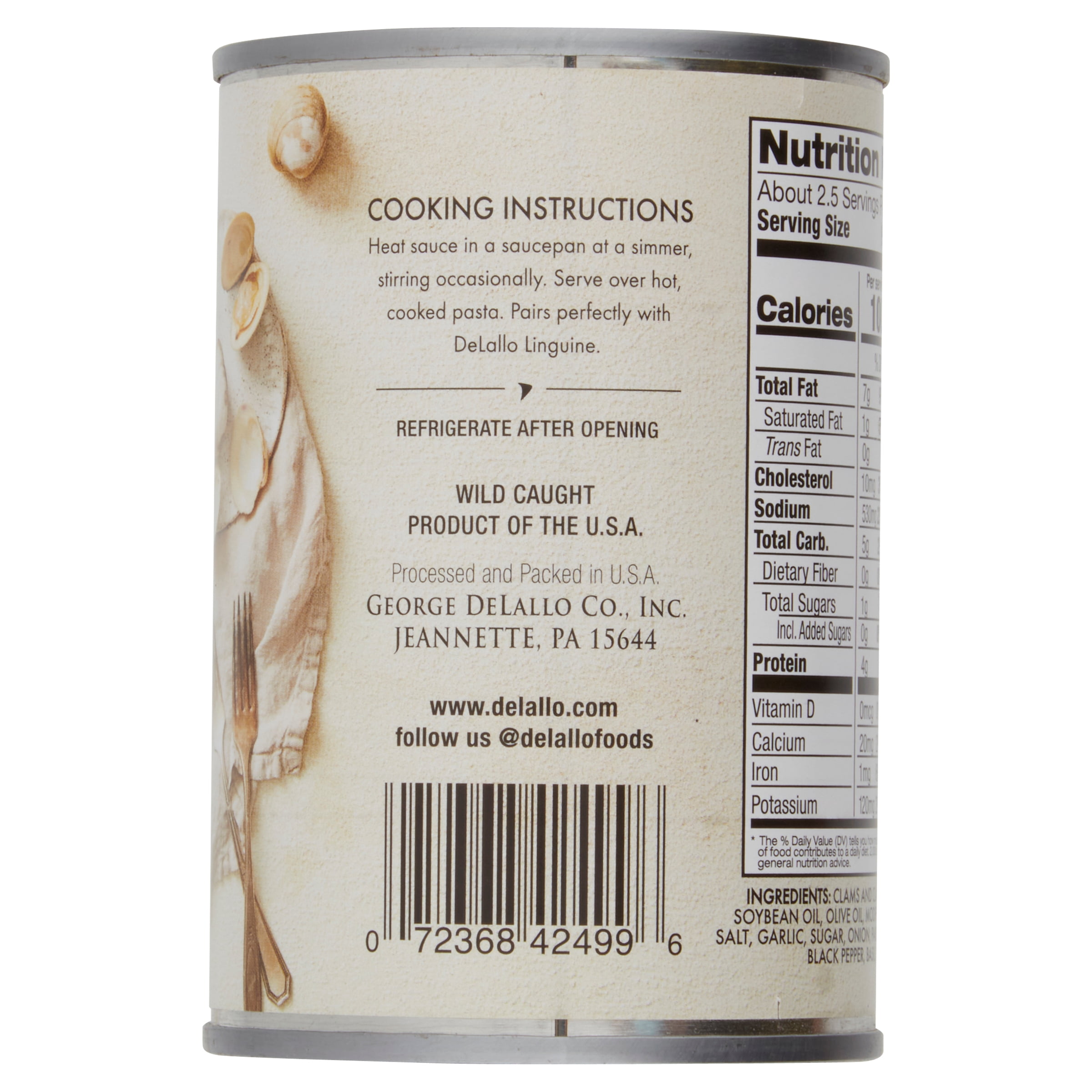 (2 pack) DeLallo White Clam Sauce, 10.5 oz