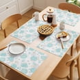 thumbnail image 5 of Turquoise Coastal Placemats Set of 8 Summer Beach Ocean Coral Conch Shell Place Mats Indoor Wipeable Table Mats Washable Cloth Dining Table Placemats for Kitchen Holiday Party Home Decor 13x19 Inch, 5 of 9