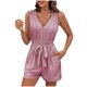thumbnail image 2 of mfyjkho Pantalones Cortos De Gimnasio Para Mujer, Mono Corto De Verano Sin Mangas Con Cuello En V Y Rayas, Con Botones Y Bolsillos Para Mujer Pantalones Cortos Para Mujer M, 2 of 6