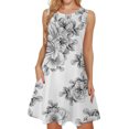 thumbnail image 1 of RWJDXD Robe d'Été Ample et Confortable pour Femmes Col Rond Manches Courtes Motif Floral Jupe Sans Manches Été Jupe Ample Respirante Robe de Soirée pour Femmes, 1 of 7