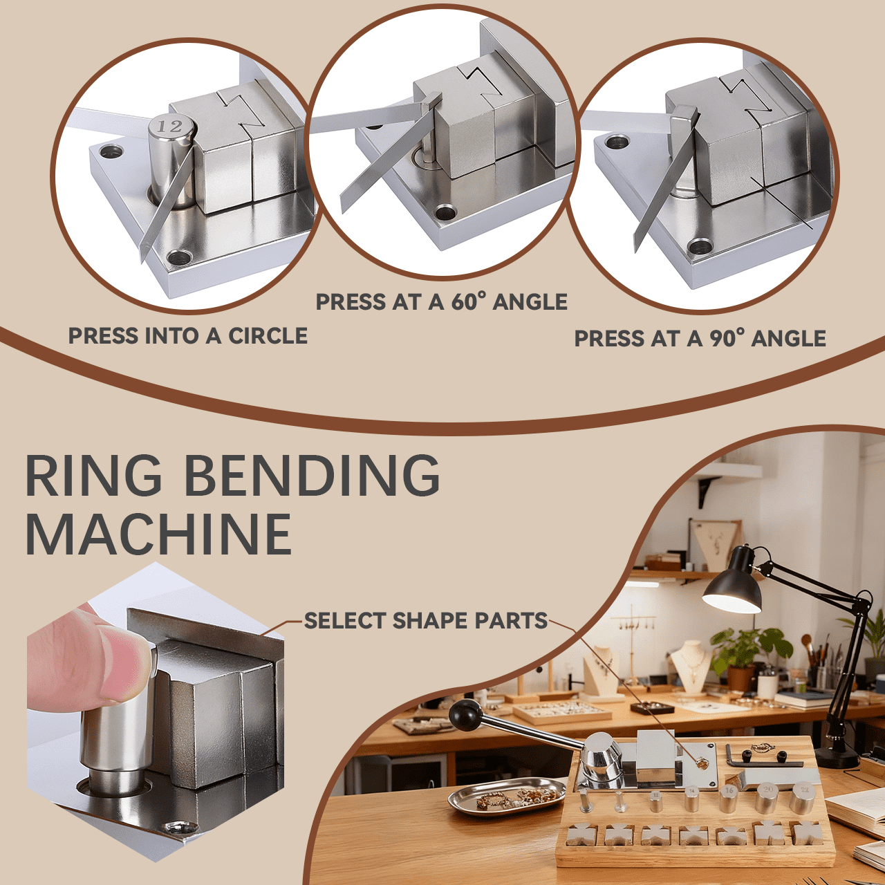 Ring Bending Tool Set for Jewelry Making, Multifunctional Ring Bender with Dies, DIY Crafting Machine for Rings, Earrings and Wire Forming