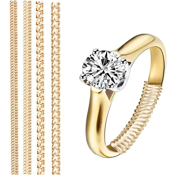 DESIGNICE Gold Ring Size Adjuster - Clear Spring Telephone Line Guard for Loose Rings, Jewelry Sizer (Pack Of)