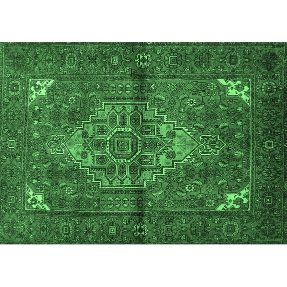 Ahgly Company Indoor Rectangle Persian Emerald Green Traditional Area Rugs, 5' x 7'