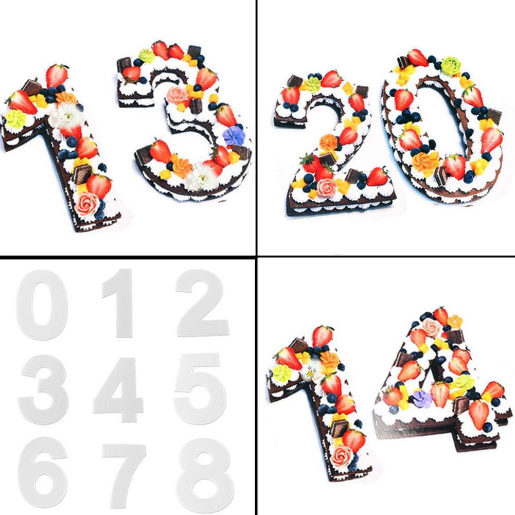 9pc set 14 inch 0 9 numbers shape cake embossing acrylic cutter wedding birthday party fondant ornament digital stamper cutter mold diy decorating stencil tools walmart com