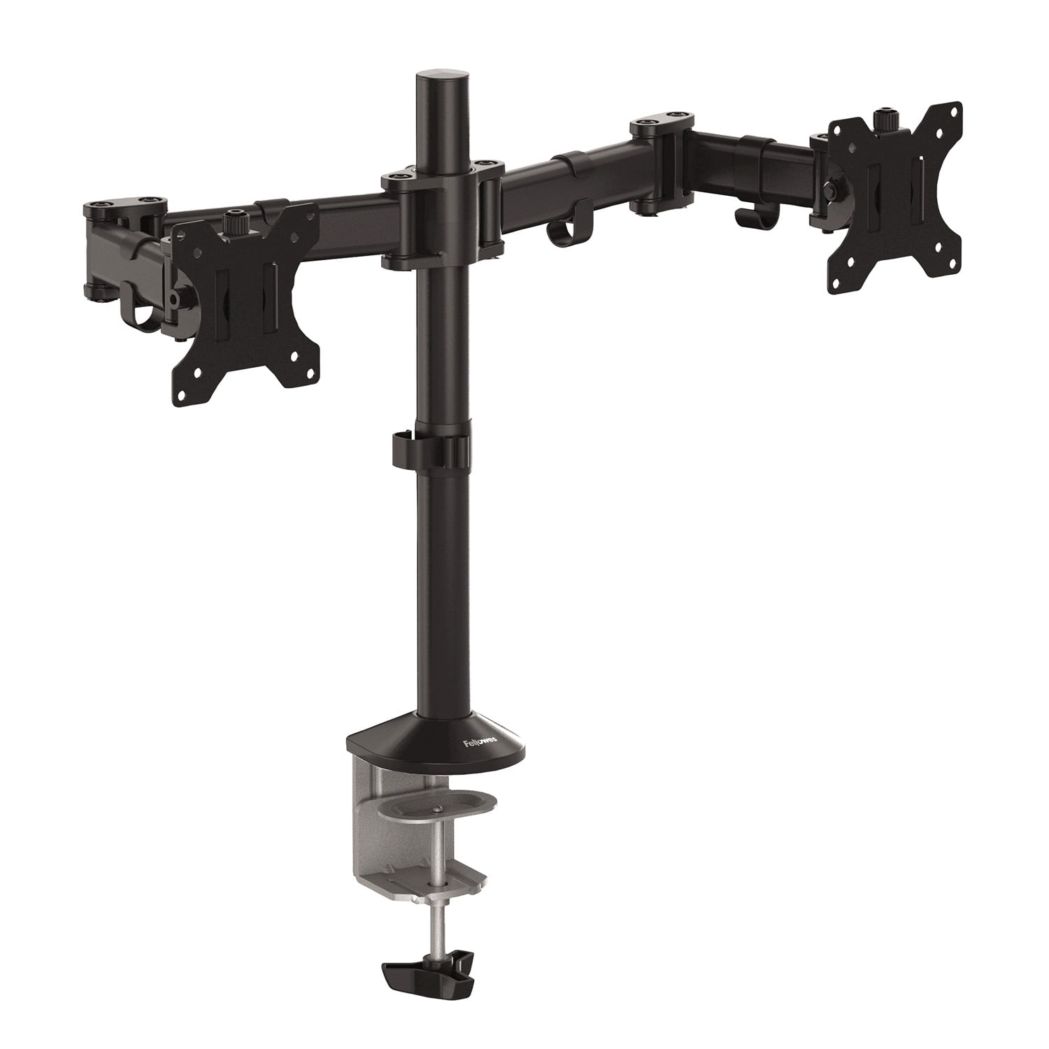 Fellowes® Reflex Dual Monitor Arms, 21-3/4"H x 4-1/2"W x 28-5/8"D, Black